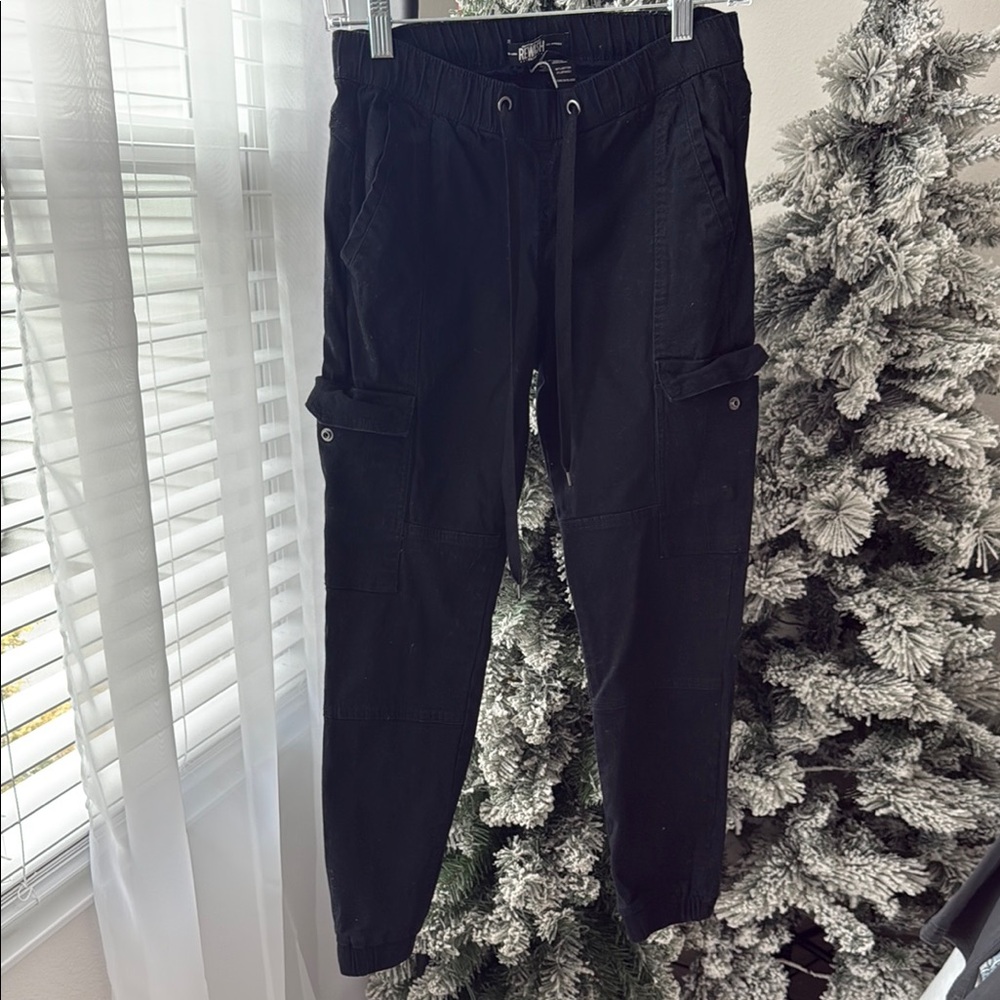 Rewash Black Jogger Track Pants with Elastic Cuffs